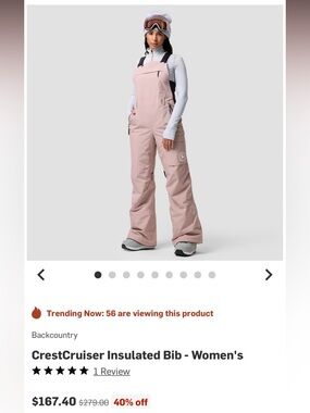 Backcountry Light Mauve Cargo Snow Pants with Suspenders